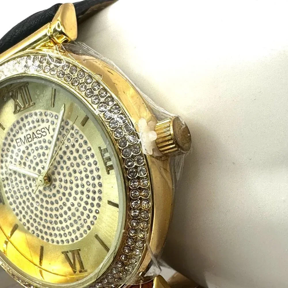 Embassy gold tone rhinestone watch